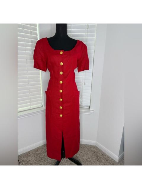 Other Designers Santa Fe by Jim Tremblay - Elegant Red Button-Down Dress