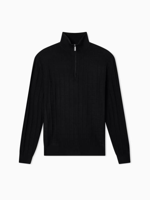 EMPORIO ARMANI ASV MOCK-NECK JUMPER IN A CHECK KNIT