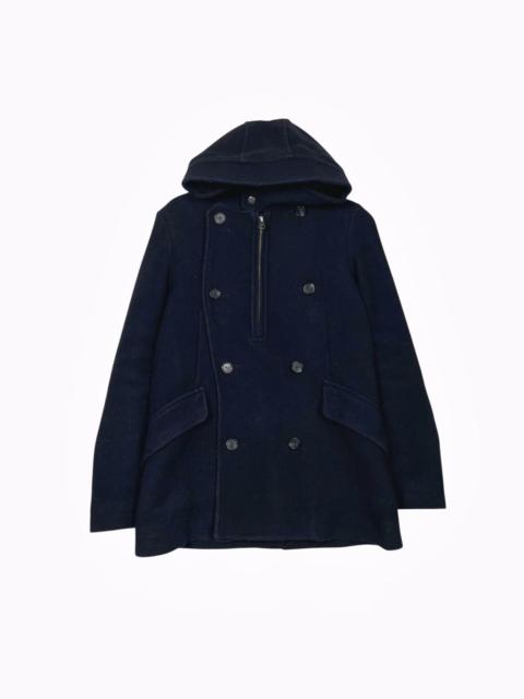 Other Designers Cabane De Zucca Double Breasted Hooded Wool Jacket