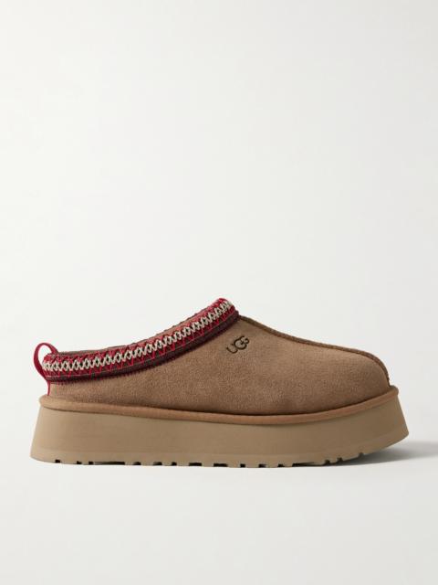 UGG Tazz Embroidered Shearling Platform Slippers