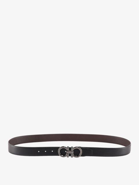 Ferragamo Textured Leather Belt With Iconic Gancini Buckle