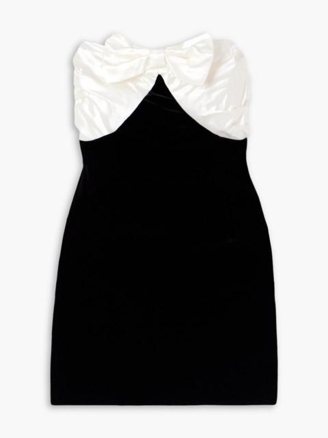 Alessandra Rich Strapless bow-embellished duchesse-satin and velvet mini dress