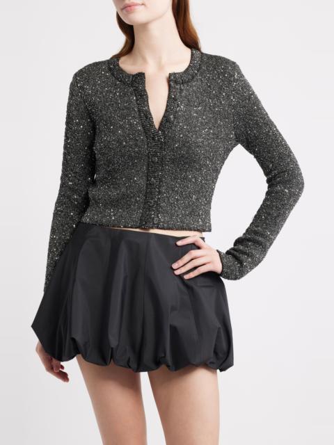 LoveShackFancy LoveShackFancy Ferra Embellished Crop Cardigan in Black at Nordstrom