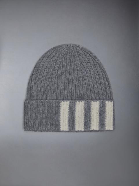 Thom Browne Grey Cashmere 4-Bar Cuff Beanie