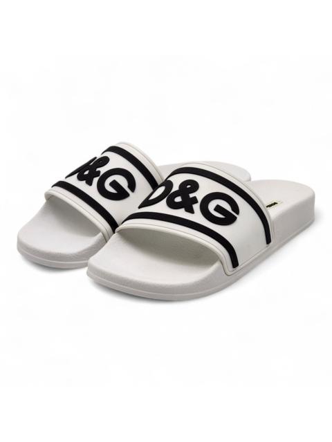 Dolce & Gabbana Logo Saint Barth Rubber Pool Slides White EU 39 US 9 - $320