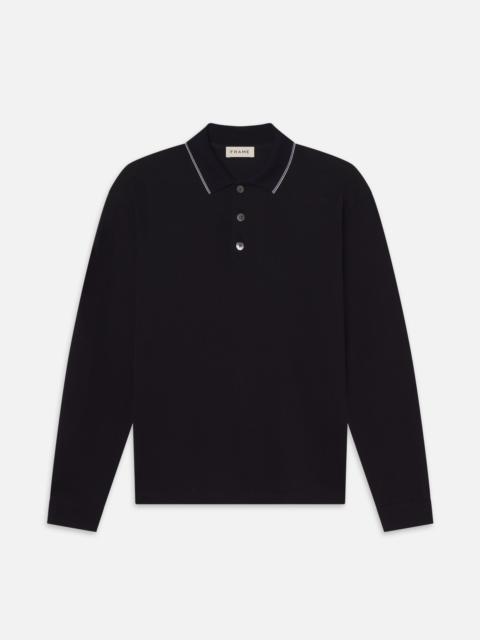 FRAME L/S Pique Polo in Dark Navy