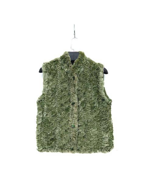 Other Designers Vintage - Green Vest Soft Fur Fashion Style #2114-82
