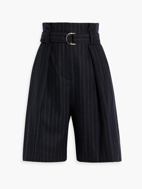 3.1 Phillip Lim Belted pinstriped wool-blend shorts