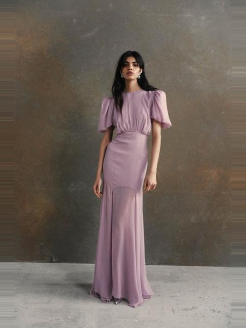 De La Vali AGUA MAXI DRESS IN MAUVE CRINKLE CHIFFON