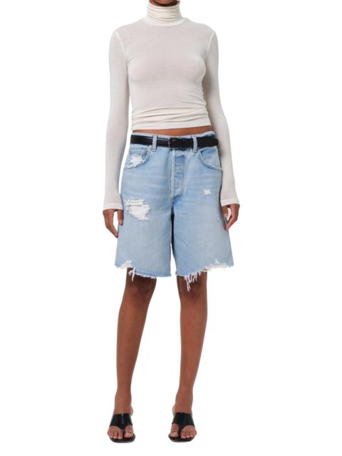 Citizens of Humanity Citizens of Humanity Ayla Frayed Baggy Long Denim Shorts in Pagoda at Nordstrom