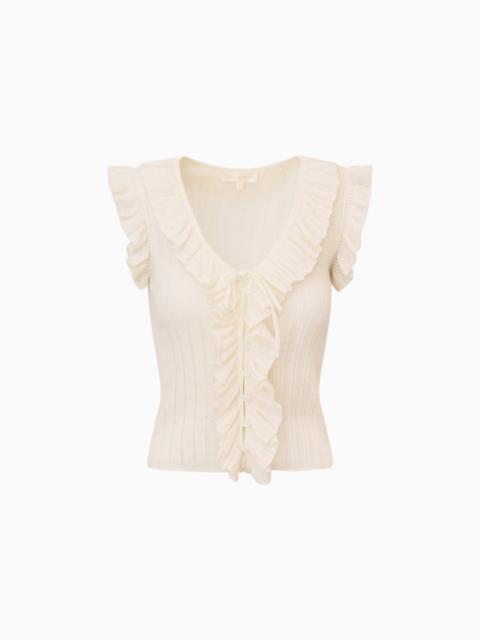 LoveShackFancy Elizabelle Pointelle Knit Top