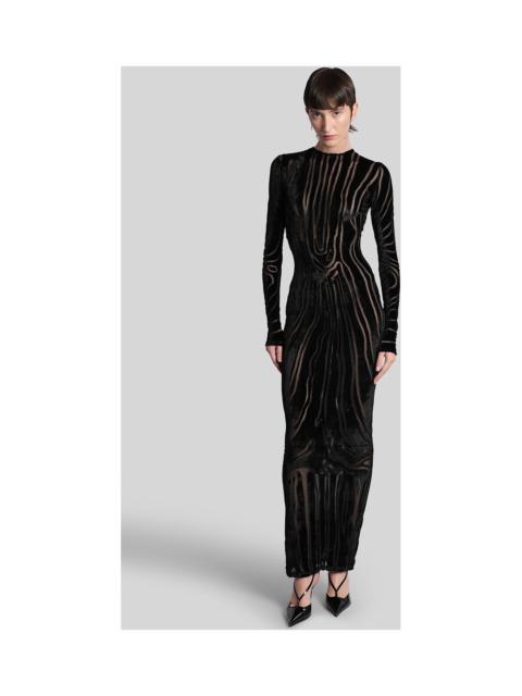 Balmain Long Dress In Black Viscose
