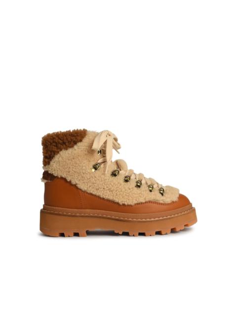 Moncler 'Peka' Beige Leather Boots Woman