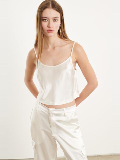 SPRWMN WHITE SILK CROPPED CAMI