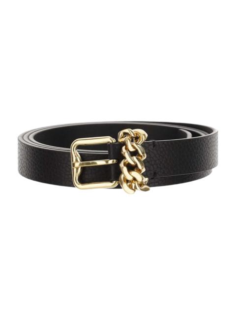 Leather Belt With B-shaped Buckle And Chain