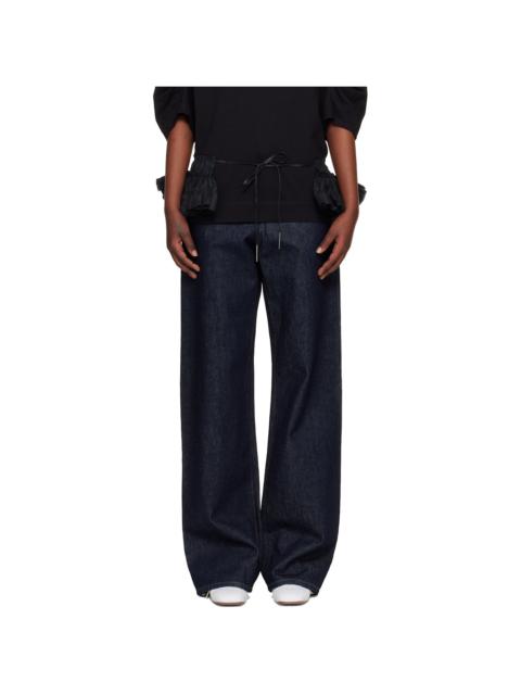 Dries Van Noten Black Ruffled Cotton Waist Belt