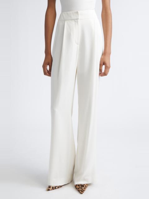 VERONICA BEARD Veronica Beard Robinne Crepe Back Satin Wide Leg Pants in Dove at Nordstrom
