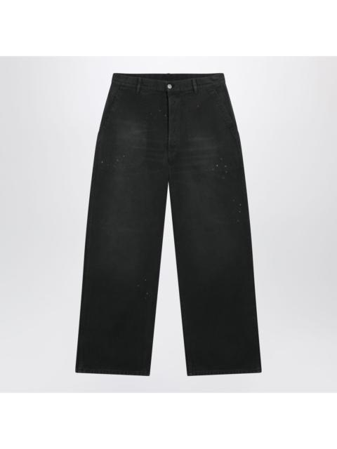 Maison Margiela Maison Margiela Double-Dyed Work Trousers In Black Cotton With Spots Men