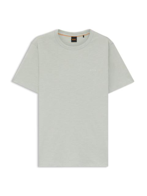 BOSS SLUB-COTTON T-SHIRT WITH LOGO DETAIL