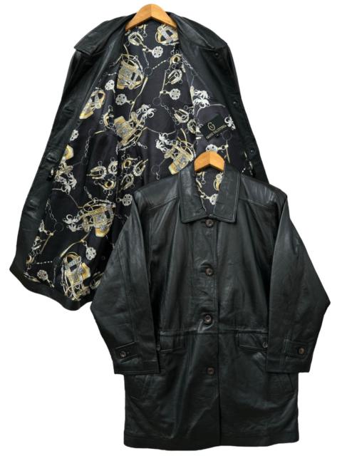 Gianni Valentino Italy Black Leather Trench Coat Jacket