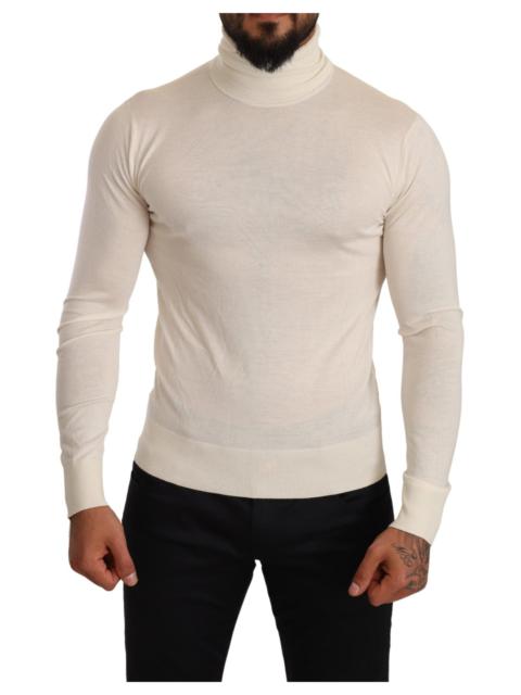 Dolce & Gabbana Cream Cashmere Turtleneck Pullover Sweater