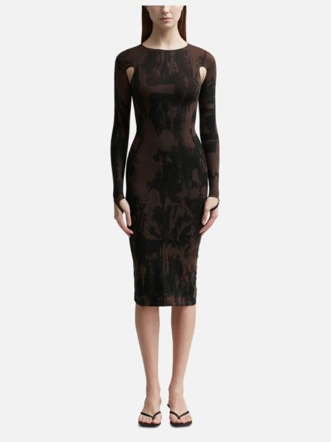 ANDREĀDAMO CUT-OUT PRINTED SCULPTING DRESS