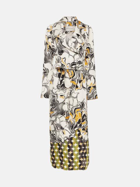 Dries Van Noten Printed double-breasted satin coat
