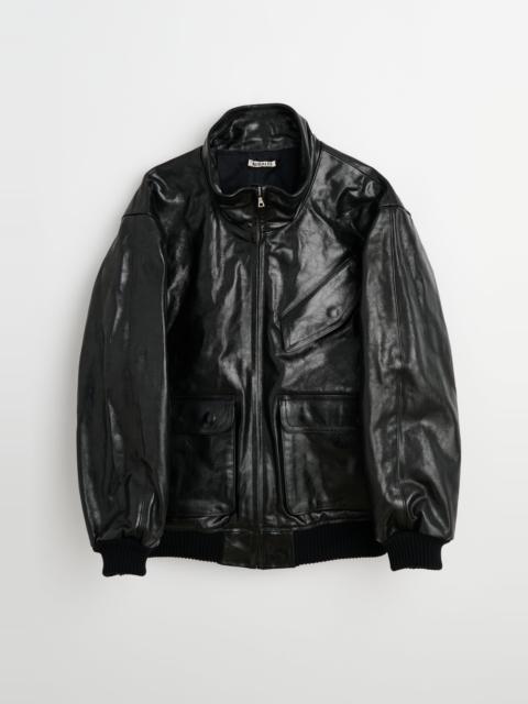 AURALEE AURALEE LAMB LEATHER ZIP BLOUSON BLACK