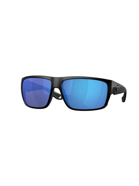 Other Designers Costa Del Mar FLY LINE Blue Mirror Polarized Glass Wrap Men's Sunglasses 6S9129 912902 64