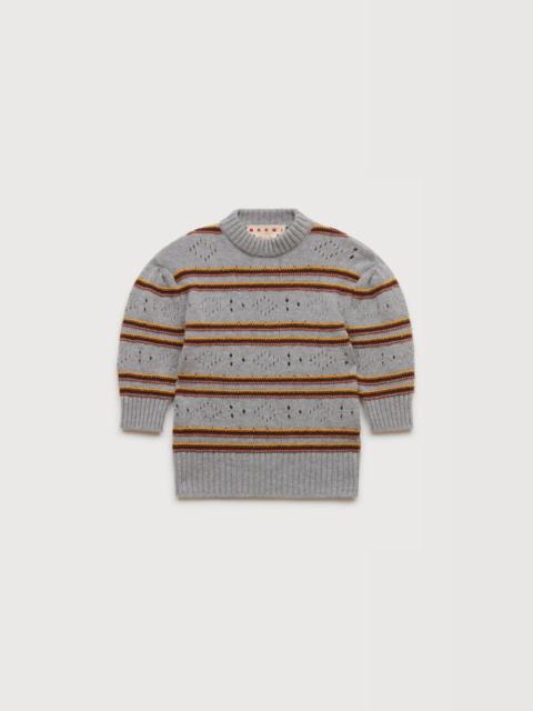 Marni GRAY CASHMERE SWEATER WITH OPENWORK KNIT