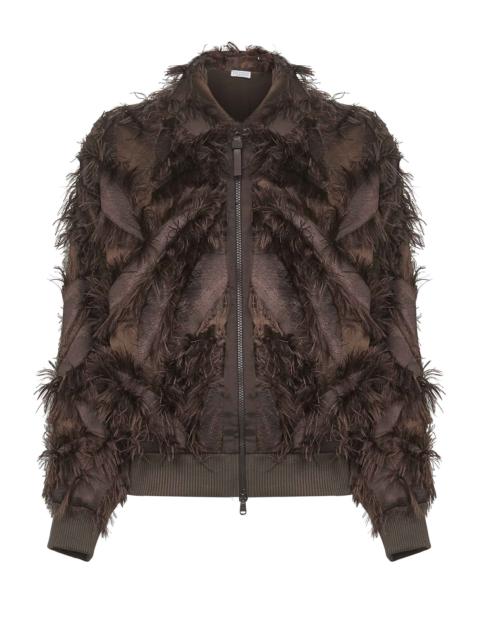 Brunello Cucinelli Brunello Cucinelli Women Brown Dracaena Fil Coupé Shiny Zipper Pull Bomber Jacket