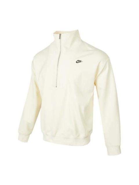 Nike Men's Nike Casual Logo Printing Half Zipper High Collar Pullover Autumn White DQ4238-113
