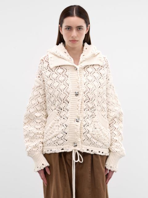 Blumarine White Cotton Diamond Knit Cardigan
