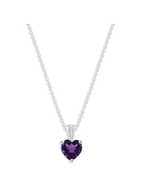 Other Designers DiamondMuse Belacqua Amethyst February Birthstone Heart Pendant Necklace in Sterling Silver