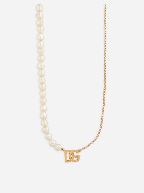 Dolce & Gabbana Link necklace with pearls and DG logo