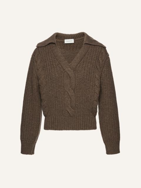 MAGDA BUTRYM Cable-knit cashmere polo sweater in brown