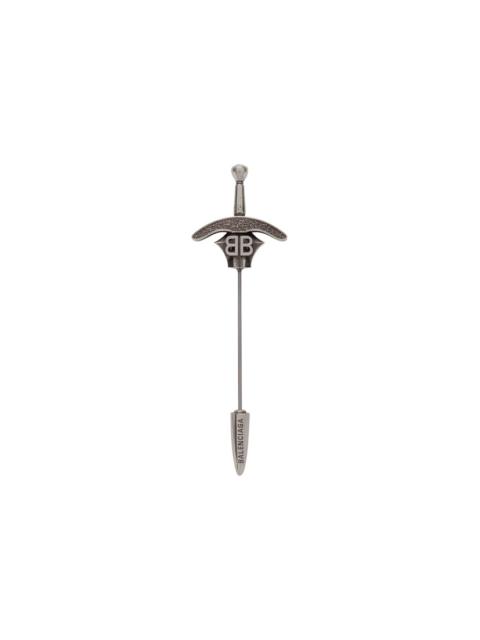 BALENCIAGA Goth Sword Brooch in Antique Silver