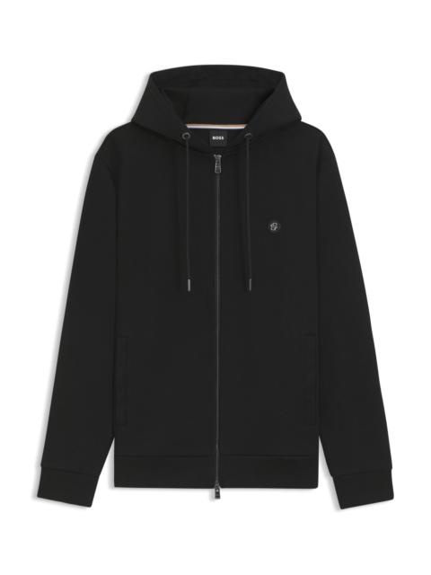 BOSS ZIP-UP HOODIE WITH DOUBLE B MONOGRAM