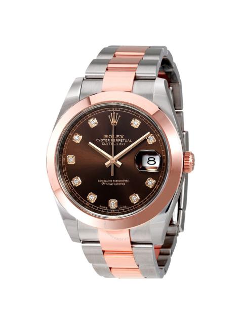 ROLEX Rolex Datejust 41 Chocolate Diamond Dial Steel and 18K Rose Gold Men's Watch 126301CHDO
