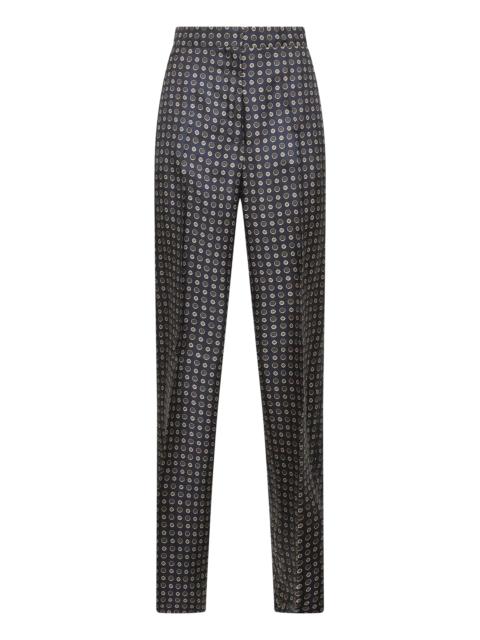 Other Designers Max Mara Studio Women Blue Printed Twill Fauna Straight Trousers
