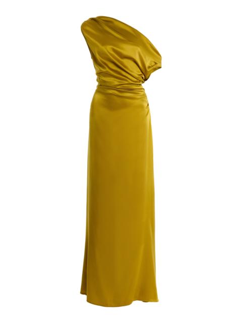 STAUD Phare Stretch-Silk Maxi Dress yellow