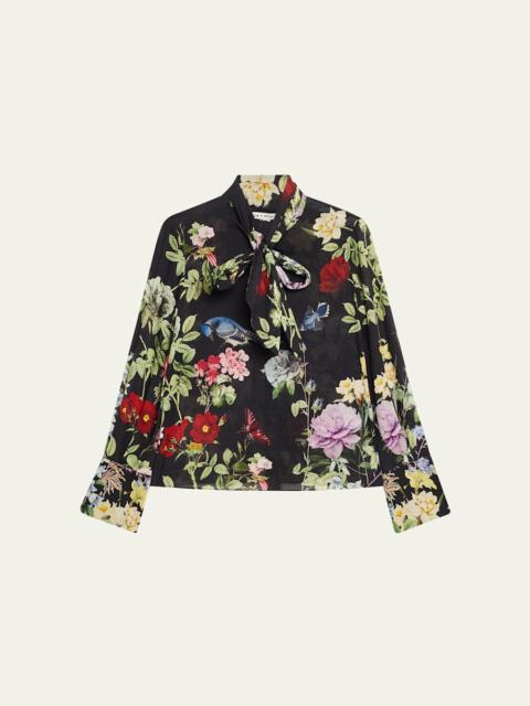Alice + Olivia Lloyd Floral Slit-Sleeve Blouse