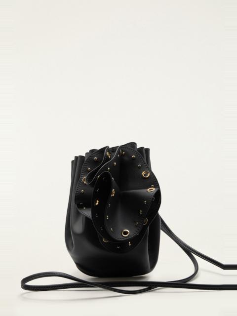 FARM RIO Black Leather Studded Crossbody Flower Bag