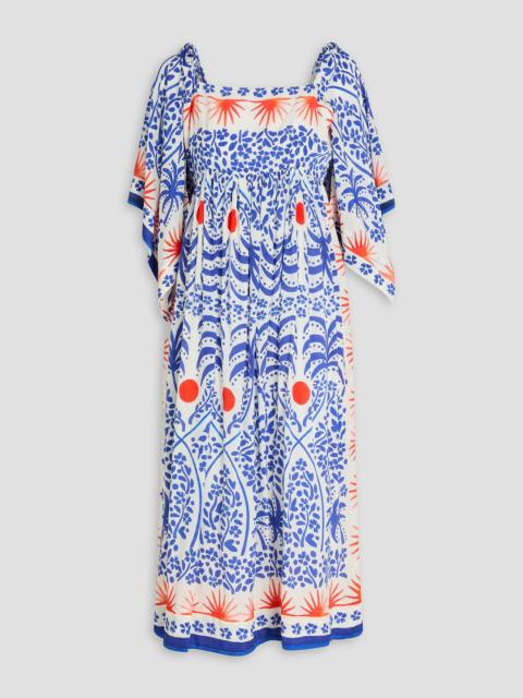 FARM RIO Printed crepe de chine midi dress