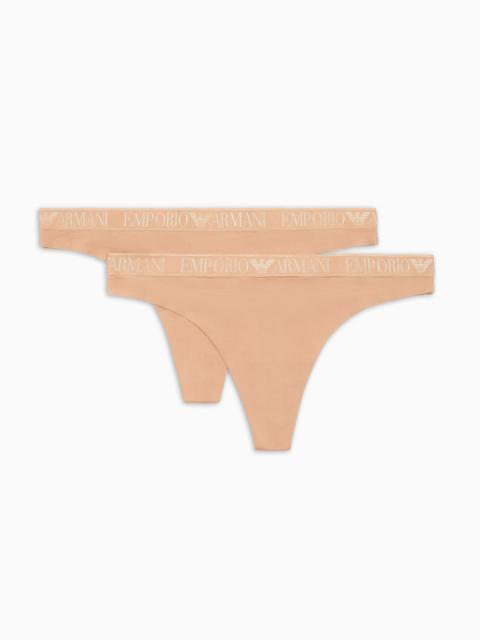 EMPORIO ARMANI TWO-PACK OF ASV ICONIC RECYCLED-MICROFIBRE THONGS