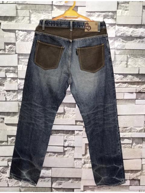 Other Designers Japanese Brand - Made In Japan Standard Leather Patchwork Pocket Denim Jeans