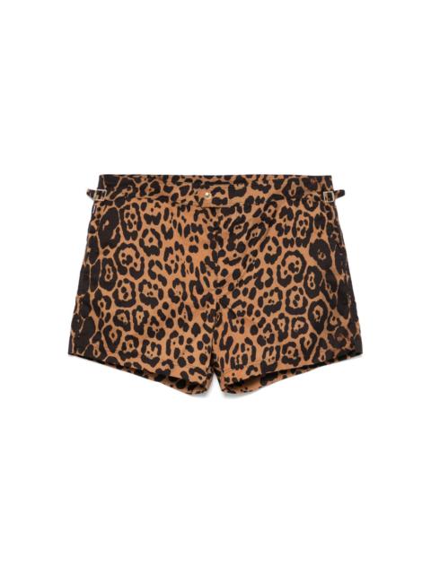 animal-print swim shorts