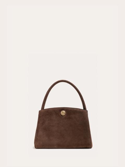 Liffner PUSHLOCK LADY BAG DARK BROWN SUEDE