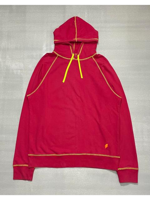 Walter Van Beirendonck W&LT Neon Red Lightning Bolt Logo Pullover Hoodie