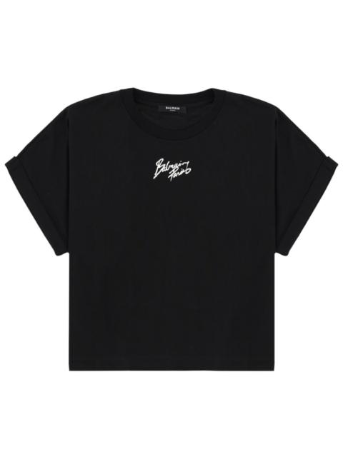 Balmain COTTON CROPPED T-SHIRT WITH LOGO